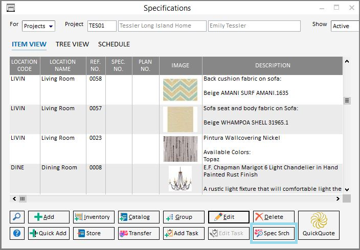 pro spec search button location