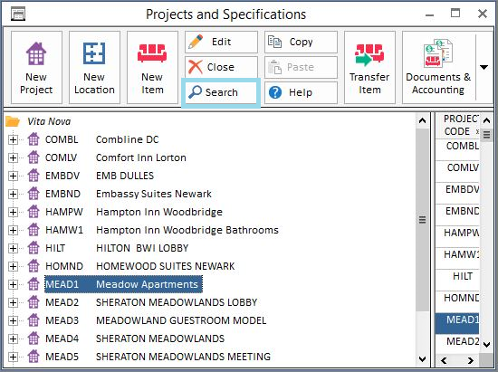 DM Spec Search Button Location