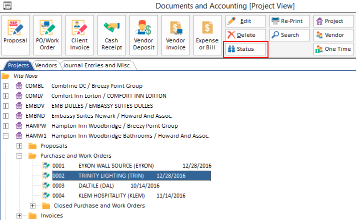 Std PO Status Button