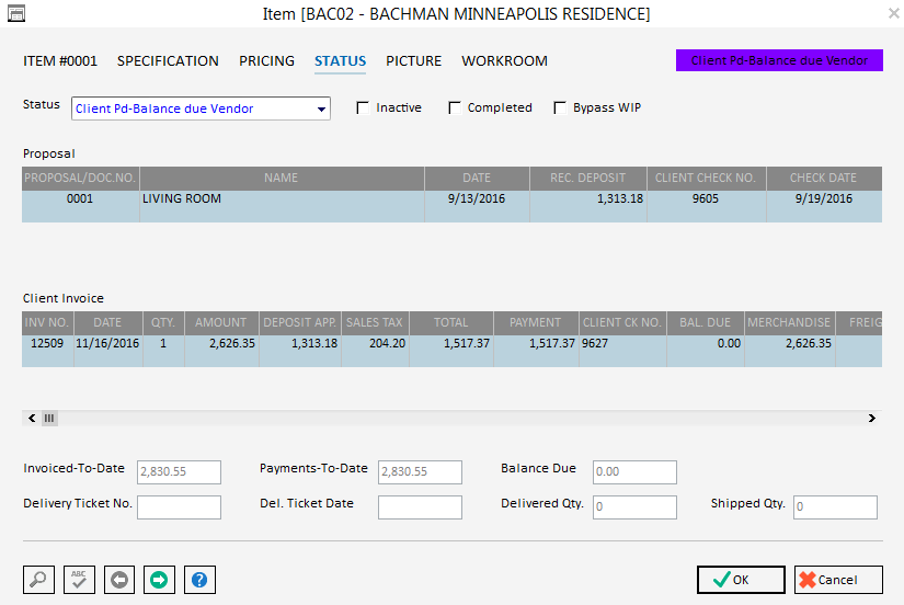 Pro Item Status Window