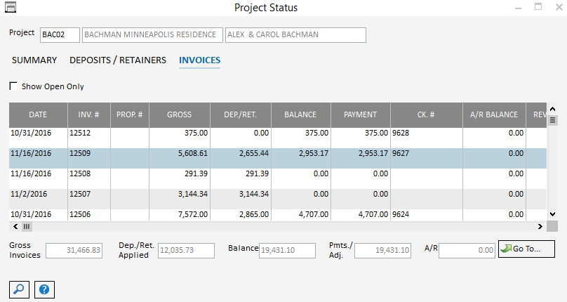 Pro Project Status-Invoices
