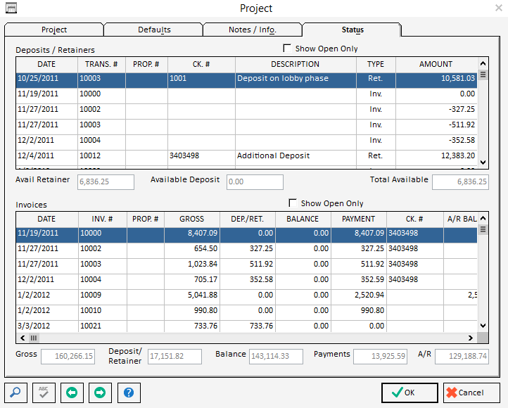 Std Project Status Window