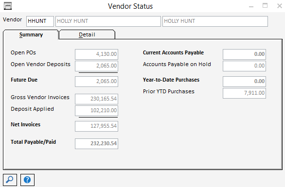 Pro Vendor Status Window
