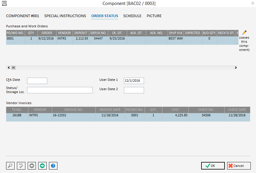 Pro Component Order Status