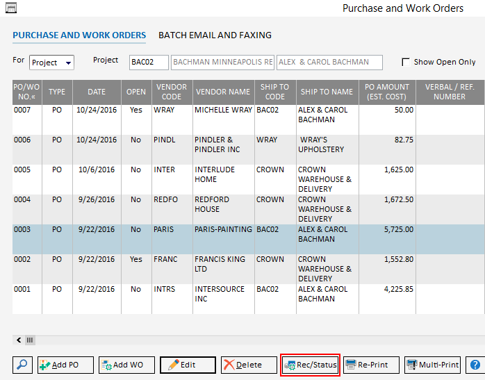 Pro PO Status Button