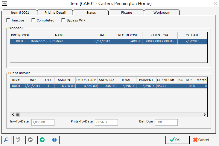 Std Item Status Window