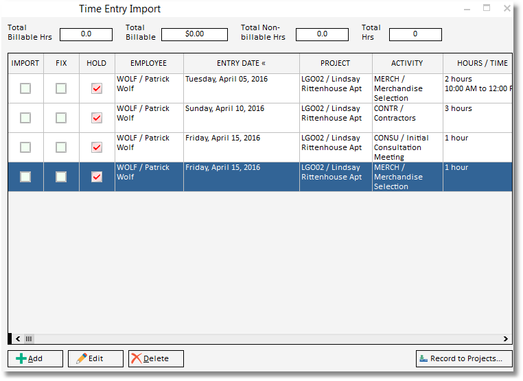 on hold time entries