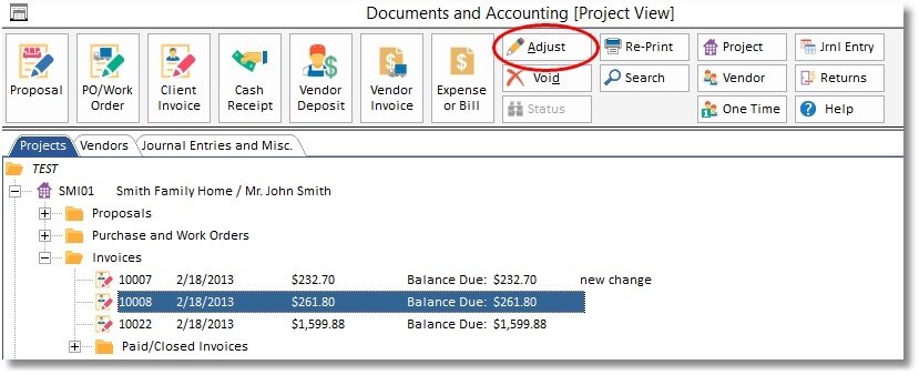 Invoice Adjustment 4
