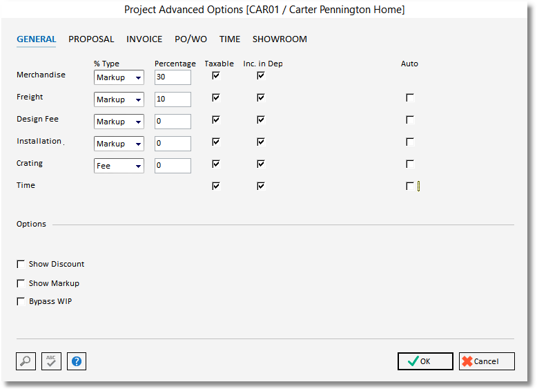 project - advanced- general tab Pro
