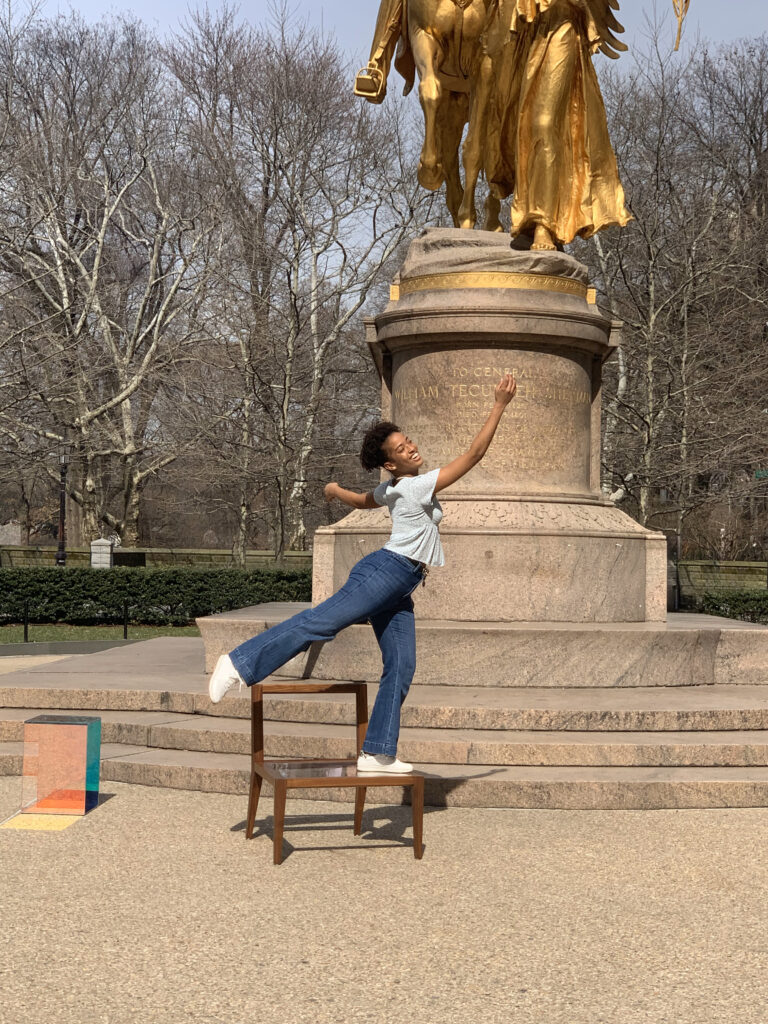 Impromptu dance in Central Park with the Wood Float Lounge Chair